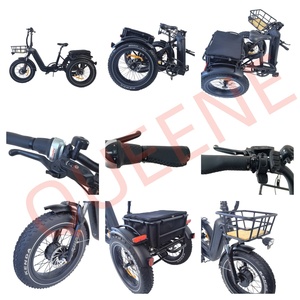 Vélo <span class=keywords><strong>cargo</strong></span> électrique pliable à trois roues de 20 pouces, pneus épais pour la neige, tricycle électrique à 3 roues, tricycle électrique pour adultes à 7 vitesses - Product Image 3