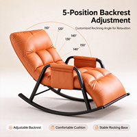 Fauteuil à bascule moderne en cuir réglable en 5 positions avec accoudoirs, design chaise longue pour salon, chambre ou hôtel