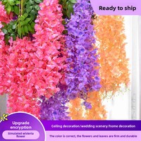 Guirlandes de fleurs artificielles de glycine lilas pour plafond, décorations de mariage, fleurs en forme de haricot, lianes, arrangements floraux denses