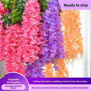 Guirlandes de fleurs artificielles de glycine <span class=keywords><strong>lilas</strong></span> pour plafond, décorations de mariage, fleurs en forme de haricot, lianes, arrangements floraux denses - Product Image 2