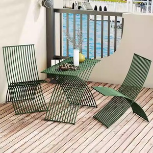 <span class=keywords><strong>Mesa</strong></span> de silla <span class=keywords><strong>plegable</strong></span> de hierro creativa, material de madera duradero para balcón, patio, <span class=keywords><strong>terraza</strong></span>, uso exterior personalizado para tienda de té de la leche - Product Image 2