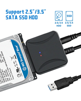 Kabel konverter Hard Drive eksternal adaptor SATA ke USB 3.0 harga pabrik untuk HDD SSD 2.5 3.5 inci dengan catu daya UASP