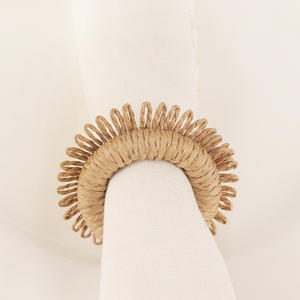 <span class=keywords><strong>Lafi</strong></span> Rond de serviette tricoté à la main en herbe Décoration de table de restaurant d'hôtel Boucle de serviette tricotée en paille Porte-serviettes - Product Image 3