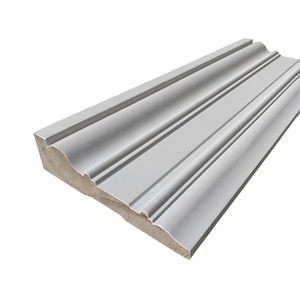 Perfil de zócalo plano de pino blanco liso imprimado para interiores residenciales, para molduras decorativas de pared inferior, suministro para constructores, venta al por mayor - Product Image 1