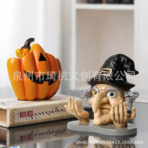 Halloween Resin Ornament Pumpkin Skull <b>Eyeglasses</b> Holder Desktop Decoration Indoor Decor - Product Image 2