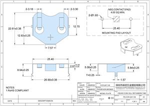 Trou traversant 3V Métal CR2450, <span class=keywords><strong>DL2450</strong></span> Clip de retenue de pile bouton - Product Image 5