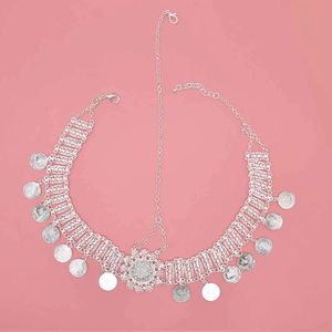 الهندي الذهب الفضة معدن عملة شرابة رئيس سلاسل كريستال أكاليل من الزهور للنساء بوهو الزفاف حزب إكسسوارات الشعر - Product Image 4