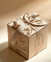 Boîte cadeau carrée élégante à motifs floraux, avec ruban décoratif, pour bonbons et chocolats, idéale pour les fêtes de mariage