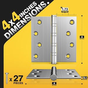 4x4 inch Heavy Duty góc vuông cửa thép không gỉ bản lề mịn không thể tháo rời <span class=keywords><strong>pin</strong></span> chải Nickel bóng cửa sổ cửa ra vào - Product Image 3