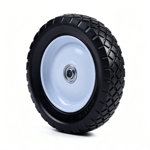 8x1.75 Flat Free Solid Rubber <b>Wheel</b> Diamond Tread White Powder Coated Steel Rim <b>Wheel</b> for Hand Truck Garden Trolley Utility Cart - Product Image 2