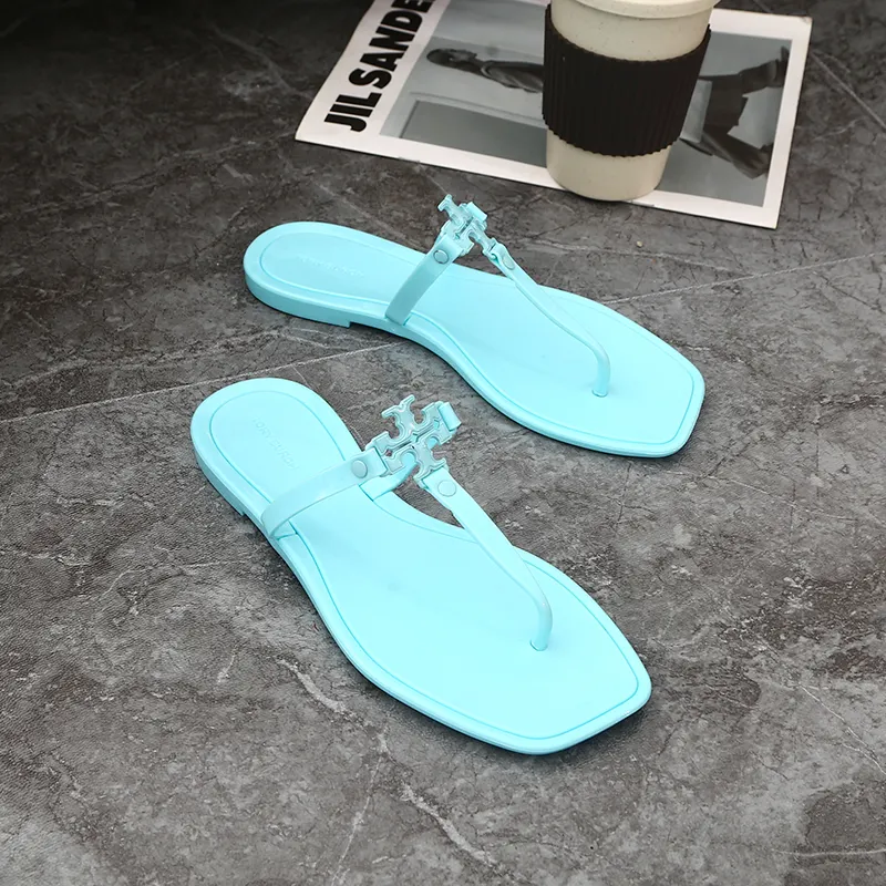 डिजाइनर ब्रांड जूते महिला जेली टीबी सैंडल गर्मियों के फ्लैट समुद्र तट स्लाइड महिला फ्लिप फ्लॉप सैंडल