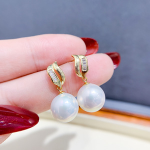 WENCHI S925 <b>Silver</b> DIY Pearl Accessories Empty Tray with 9-13mm Round Beads Fashionable <b>Earrings</b> Model 11272 Made in China - Product Image 1