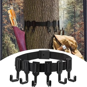 <b>Outdoor</b> Tree <b>Hooks</b> Webbing Belt 6 <b>Hooks</b> Black Durable Camping Gear Storage <b>Hook</b> For Hunting Tools Organization - Product Image 1