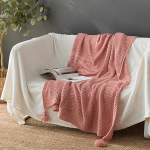 Gaufre 100% acrylique doux moderne tricoté jeter des couvertures pour le lit - Product Image 5
