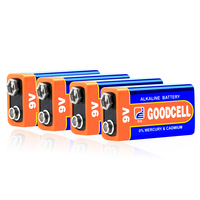 Baterai Alkali Persegi Panjang GOODCELL 9V 6LR61 Tahan Lama untuk Gitar Pedal Nirkabel, Multimeter Digital, Mainan, Peralatan Rumah Tangga