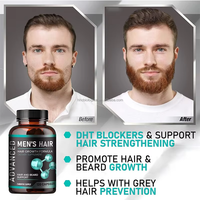 Capsules de croissance capillaire pour hommes avec biotine, palmier nain, kératine, pour des cheveux plus épais et plus forts