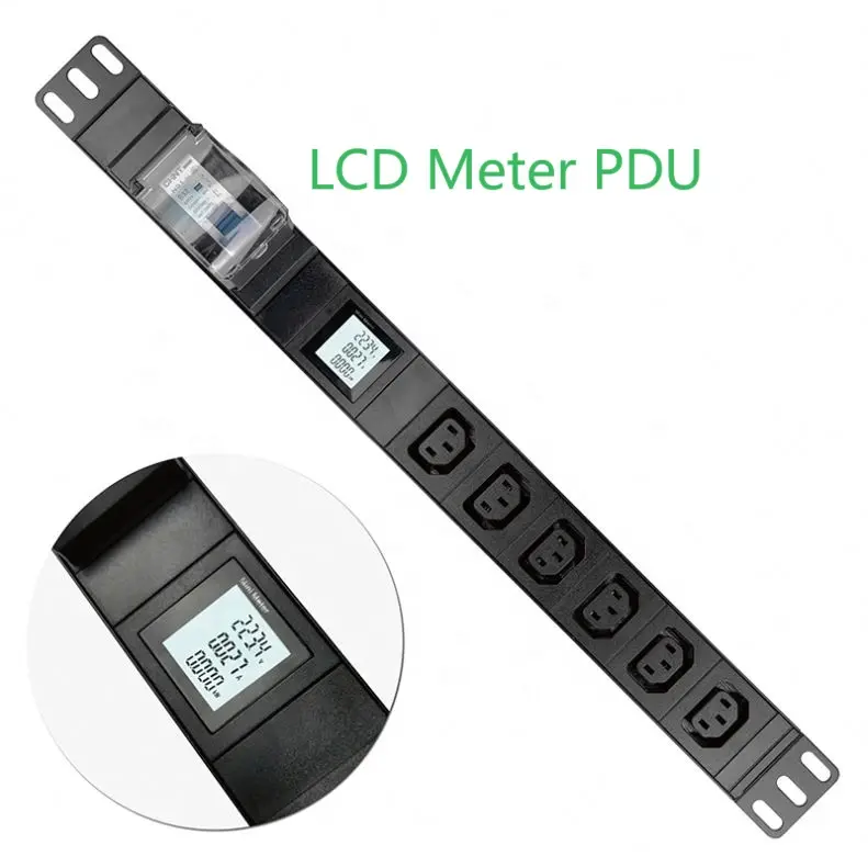 LCD metre ile PDU 240V 30A 8C13 & 3C19 yüksek kaliteli güç dağıtım ünitesi