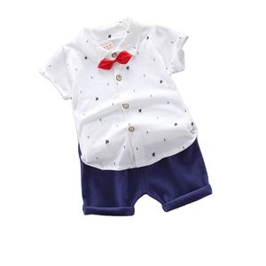 Achetez directement de Chine : Ensemble chemise polo en coton à manches courtes avec nœud papillon, style gentleman anglais haut de gamme pour bébé garçon – Nouvelle collection très tendance - Product Image 1