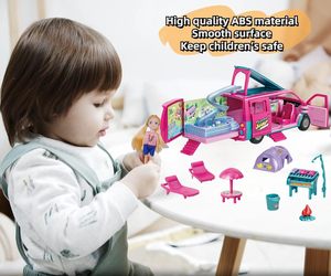 ชุด2026เล่นสมมติแบบพกพาสำหรับเด็กผู้หญิงสีสันสดใสอุปกรณ์เฟอร์นิเจอร์ DIY เปลี่ยนแปลงได้ตุ๊กตากลางแจ้งของเล่นพลา<span class=keywords><strong>สต</strong></span>ิก - Product Image 2