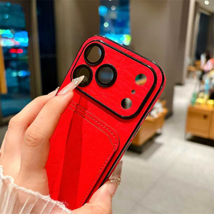 Funda para Teléfono con Ranura para Tarjetas, Protección de Lente Mate con Patrón de Cuero Arrugado para Otoño e Invierno, para iPhone 18 17 16 15 13 Pro Max - Product Image 5