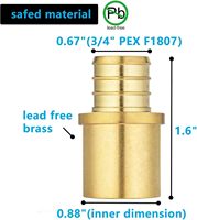 Lot de 10 raccords de plomberie en cuivre pour PEX, adaptateur à sertir mâle 3/4" avec tête hexagonale et filetage NPT en laiton F1807