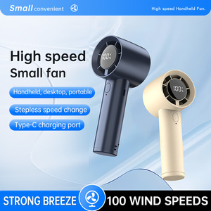 Ventilador de mano con pantalla digital, 100 velocidades, recargable por USB, mini ventilador con soporte para teléfono - Product Image 2