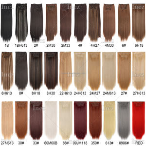 Оптовая продажа, комплект из 6 предметов, зажим для наращивания, длинные прямые волосы 24 дюйма, синтетический парик для женщин с прямыми волосами - Product Image 4