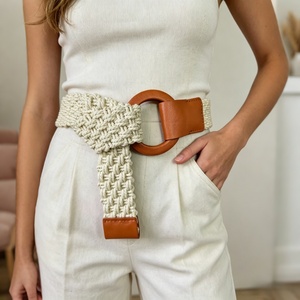 <span class=keywords><strong>Cintura</strong></span> in cotone intrecciato da <span class=keywords><strong>donna</strong></span> all'ingrosso per fabbriche, con fibbia rotonda, <span class=keywords><strong>cintura</strong></span> <span class=keywords><strong>beige</strong></span> intrecciata alla moda con fibbia ad ardiglione in lega - Product Image 2