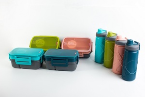 Fiambrera de plástico de 1800ml con 6 compartimentos portátil para la escuela para niños barata con juego de botellas de agua de 700ml - Product Image 3