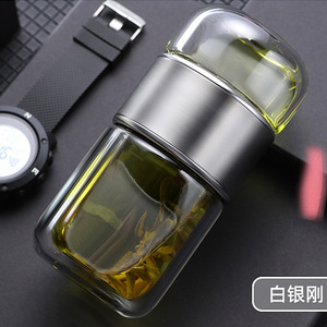 Double Walled Insulated Glass Tea Cup With Lid And Filter For Travel Rose Gold - Product Image 3