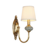 Lámpara de Pared LED de Tela Simple Estilo Americano, Totalmente en Cobre, de Una Sola Cabeza, para Dormitorio, Cabecera, Fondo Moderno, 220V