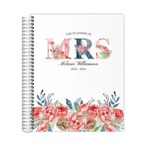 Pink Floral Mrs Teacher Planner Customizable Journals Agenda Planner China Manufacturer