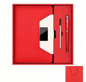 Coffret Cadeau Carnet et Stylo Orange avec Couverture Blanche Personnalisable pour Marquage de Marque et Cadeaux d'Entreprise en Gros - Product Image 4