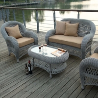 Ensemble de canapé et table en rotin PE moderne et confortable pour jardin, patio, extérieur, aluminium, imperméable, meubles de détente pour cour