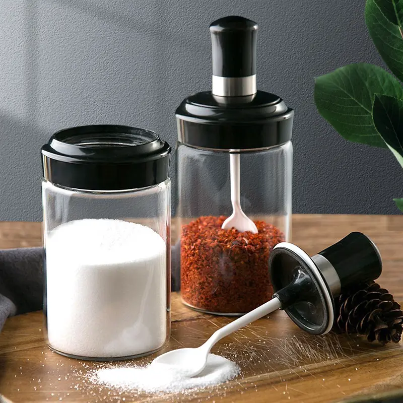 Wholesale 250ml Glass Spice Jars Transparent Salt Pepper Shakers Spice Organizer Kitchen Seasoning Containers Spice Jar