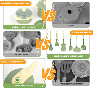 20 पीसी डायनासोर-थीम वाले बच्चों के लिए रसोई के खेल को हल्के और ध्वनि प्रभावों के साथ सेट करें - Product Image 4