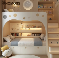 Lit superposé minimaliste haut de gamme pour enfants avec un aménagement pratique à deux niveaux pour appartements, maisons familiales et chambres d'enfants