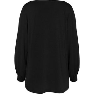 T-shirt à manches longues bouffantes pour femmes, col bateau, tunique, haut décontracté doux, toutes saisons, en tricot - Product Image 4