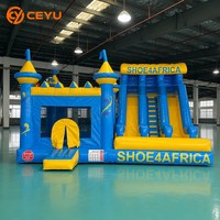 Ceyu Commercial Bleu Jaune Toboggan Gonflable Combo Maison de Rebond Château Gonflable à Double Voile Location de Fête pour Enfants Logo Personnalisé Usine
