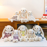 En gros, Peluche Lapin de Pâques Adorable à Longues Oreilles, Super Douce, avec Robe Florale et Jupe, pour Câliner et Dormir