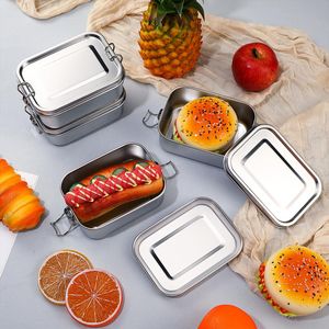 Stainless Steel Bento <strong>Box</strong> Metal Lunch <strong>Box</strong> Kids Food Containers <strong>Lockable</strong> Clips LeakProof Dishwasher Safe Lunch Snack Tiffin Boxes - Product Image 4