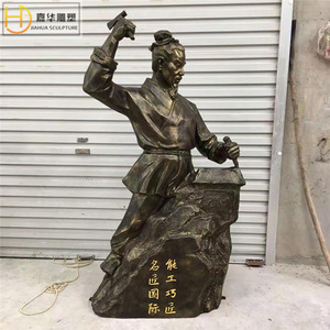 Escultura Jiahua Lu Ban, Imitación de Bronce, Fibra de Vidrio, Hecha a Mano, Figura para Montar en el Suelo, Estatua - Product Image 3