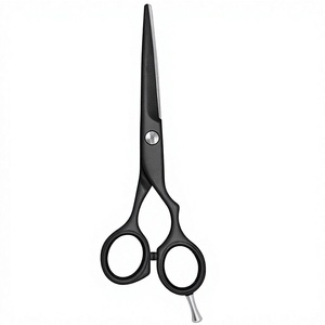 Ciseaux de coiffure professionnels noirs avec vis de tension réglable et repose-doigts amovible - Product Image 3