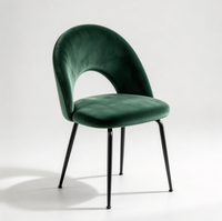 Chaise de salle à manger rembourrée en velours style nordique, avec accoudoirs et pieds noirs, idéale pour la maison, la cuisine, l'hôtel ou l'appartement.