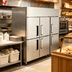 Congélateur vertical commercial, réfrigérateur de cuisine, congélateur 6 portes, double zone, acier inoxydable, refroidissement par air, réfrigérateur de restauration - Product Image 1