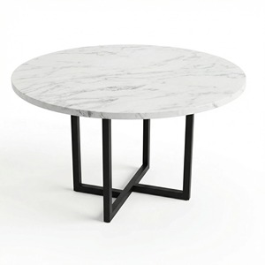 Tavolino da Caffè Nordico dal Design Moderno e Semplice per Piccoli Appartamenti, Tavolino da Tè con Combinazione di Colori Marmorizzati, Tavolino da Caffè in Metallo Resistente - Product Image 1
