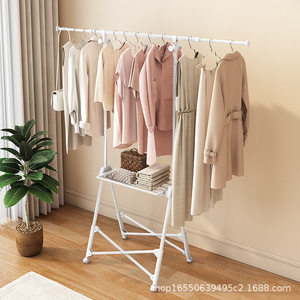 Séchoir à linge pliant à barre unique en X, télescopique, blanc, avec étagère, type sur pied, design coulissant - Product Image 5
