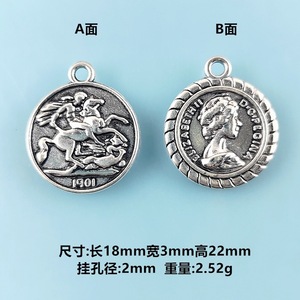 Colgante redondo con cabeza de <span class=keywords><strong>princesa</strong></span> a <span class=keywords><strong>caballo</strong></span> estilo retro, accesorios de joyería de aleación de zinc DIY, collar y pulsera encantadores - Product Image 2