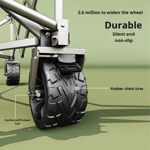 Wholesale Four-Wheel Portable Shopping Cart <b>Foldable</b> Self-Driving Camping <b>Trolley</b> Outdoor Camp Vehicle with Storage Features - Product Image 2