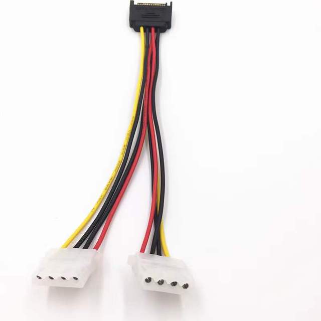 IDE 4Pin to Sata 15pin Power Cable 15pin Male to IDE Dual 4pin Female Sata Power Cable